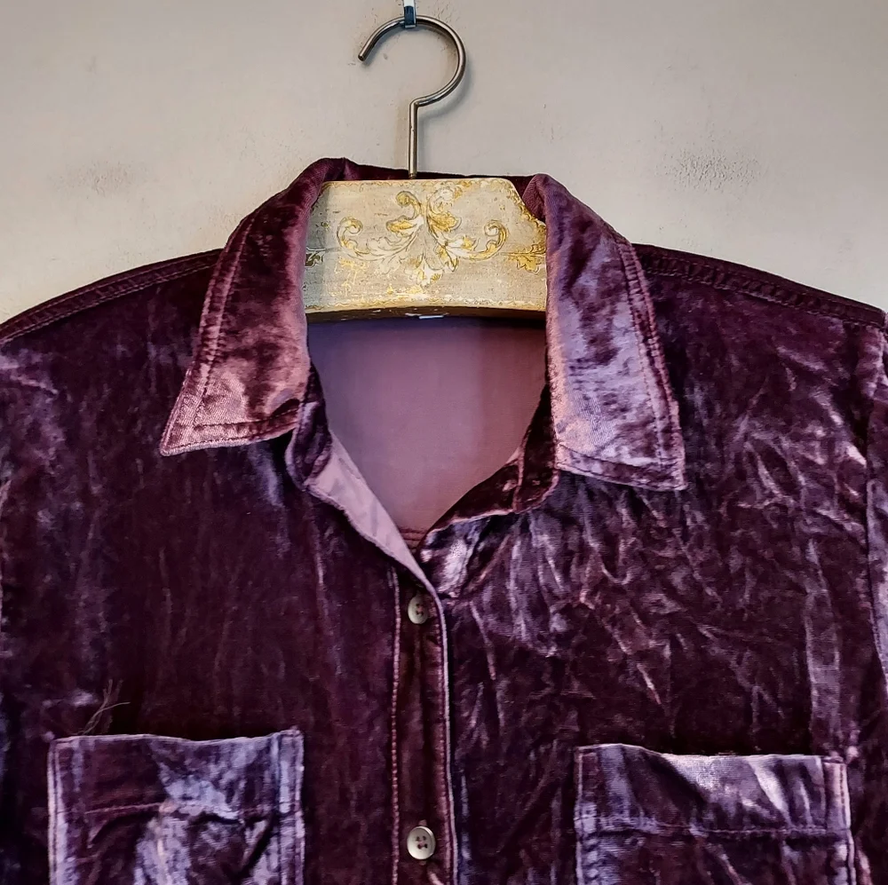 Splendid Moonstone Long Sleeve Velvet Button Front Shirt Top Size XS - Picture 5 of 9